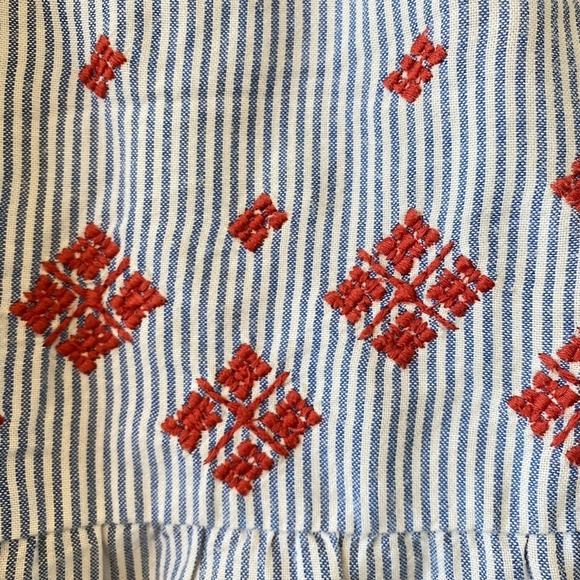 Club Monaco Skirt Blue White Striped Red Embroidered Size Medium 100% Cotton - Picture 4 of 10
